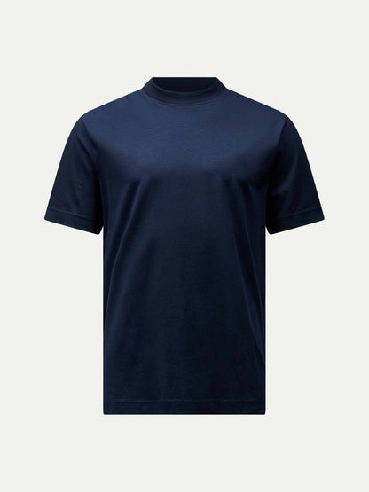 Devonshire Mercerised Cotton T-Shirt in Dark Sapphire Navy