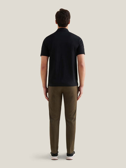 Wardour Mercerised Cotton Polo Shirt in Black
