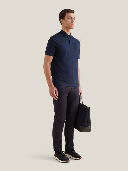 Wardour Mercerised Cotton Polo Shirt in Dark Sapphire Navy