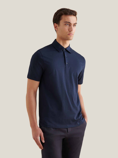 Wardour Mercerised Cotton Polo Shirt in Dark Sapphire Navy