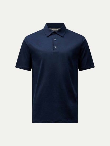 Wardour Mercerised Cotton Polo Shirt in Dark Sapphire Navy