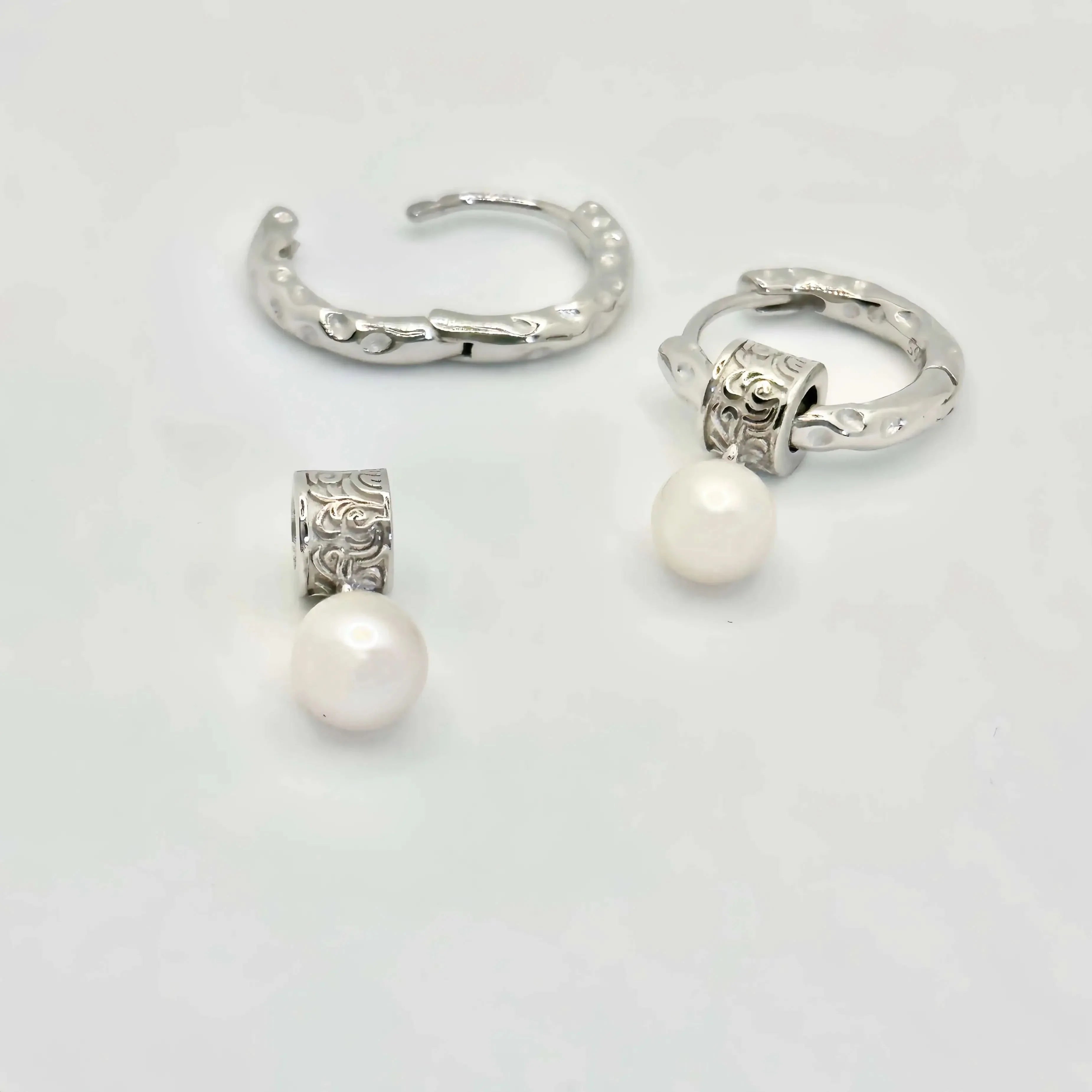 Vintage Detachable Freshwater Pearl Hoop Earrings