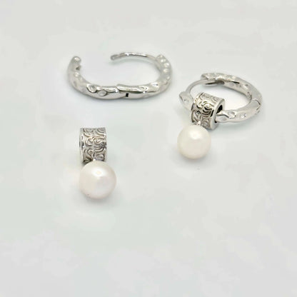 Vintage Detachable Freshwater Pearl Hoop Earrings