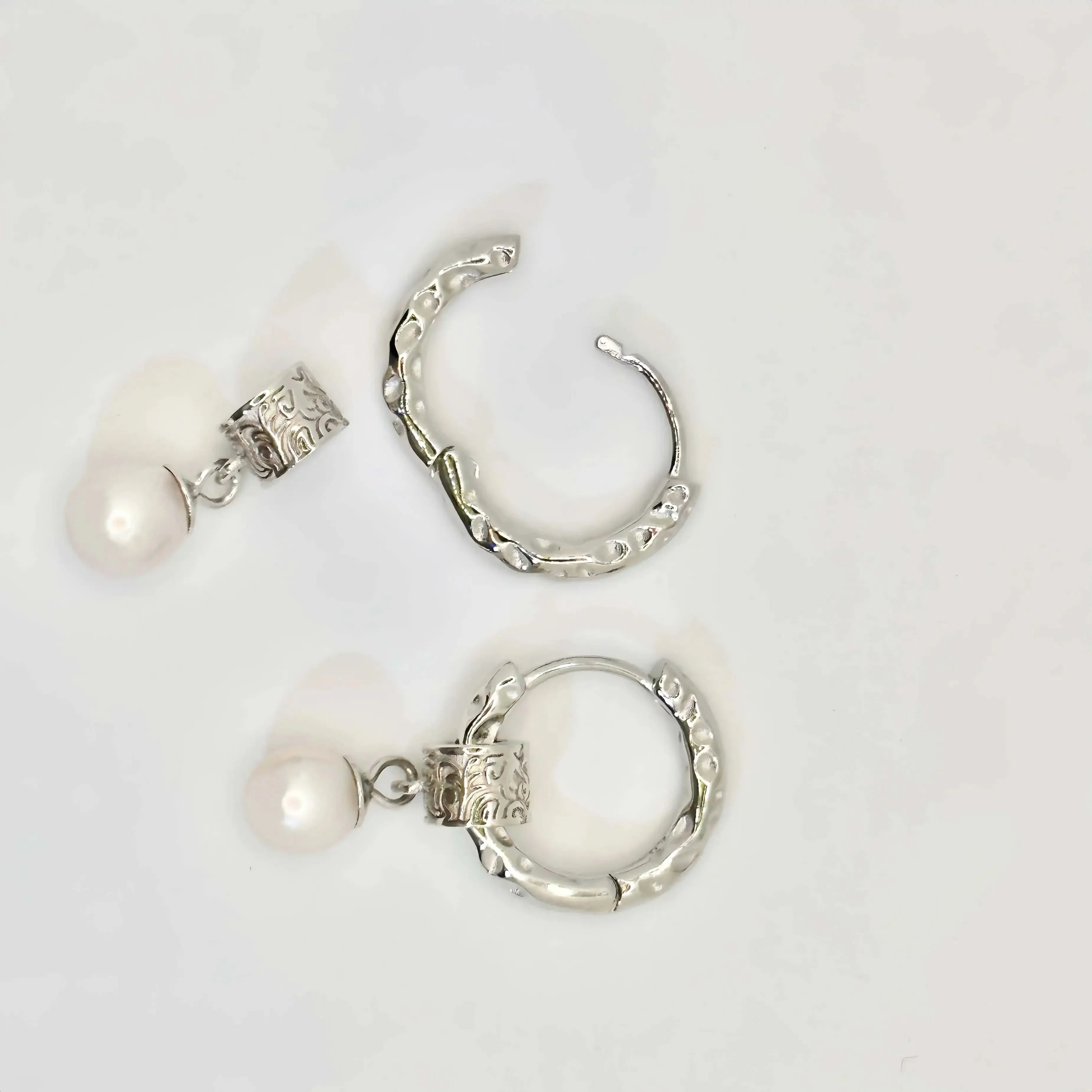 Vintage Detachable Freshwater Pearl Hoop Earrings