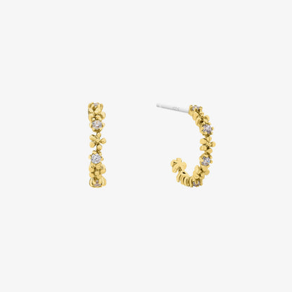 Flower cubic semi-hoop earrings