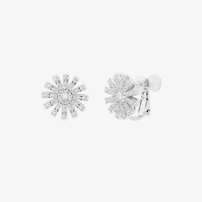 Daisy Cubic Clip on Earrings